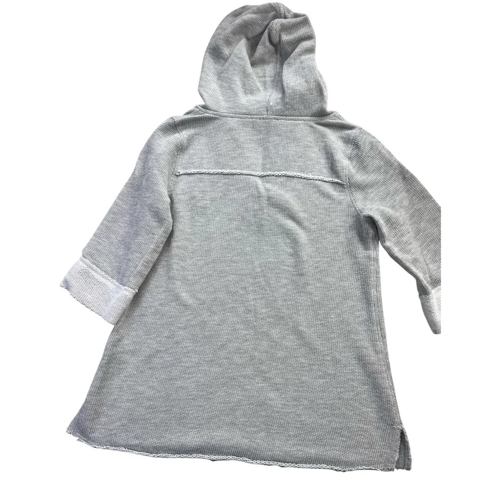 Soft Surroundings Just Beachy Hooded Henley Womens sz S Gray Pullover Top Spring - Picture 8 of 15